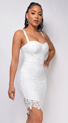 Secret Love White Bandage Lace Bustier Dress