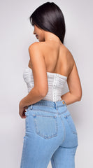Araminta White Bandeau Mesh Corset Top