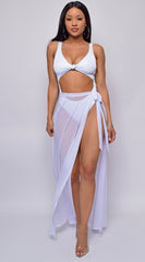 Skyros White Mesh Maxi Wrap Cover-up Skirt