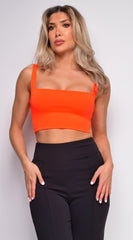 Soph Neon Orange Square Neck Crop Top