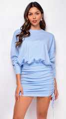 Leigh Blue Ruched Lounge Dress