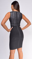 Azlynn Black Studded Bandage Dress