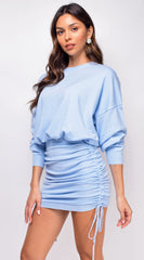 Leigh Blue Ruched Lounge Dress