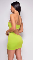 Kionia Lime Green Side Cut Out Tube Mini Dress