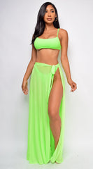 Skyros Neon Green Mesh Maxi Wrap Cover-up Skirt