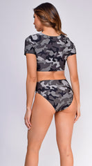 Minorca Camo Tie-Up Crop Top Bikini