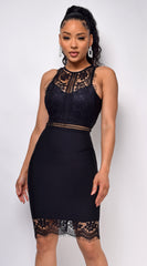 Bree Black Bandage Lace Detail Dress