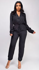 Tamara Black Satin Jumpsuit