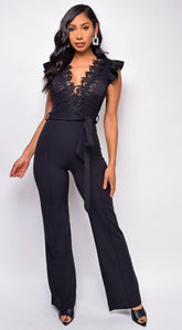 Giulia Black Lace Crochet Jumpsuit