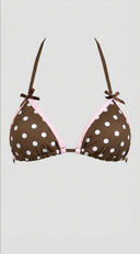 Malibu Polka Dot Bikini Set in Brown back view on model