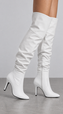 Ardelle Over Knee High Heel Boots  - White