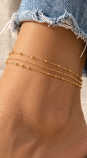 Adi Layered Bead Station Triple Chain Anklet - Gold