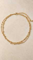 Adi Layered Bead Station Triple Chain Anklet - Gold
