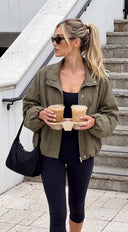Oslo Funnel Neck Balloon Jacket - Olive Green