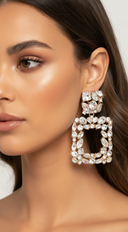 Crystal Drop Earring on neutral background