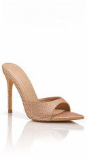Lumière Crystal Stiletto Mules - Gold