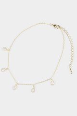 White Gold Dipped Teardrop Stone Anklet - Gold