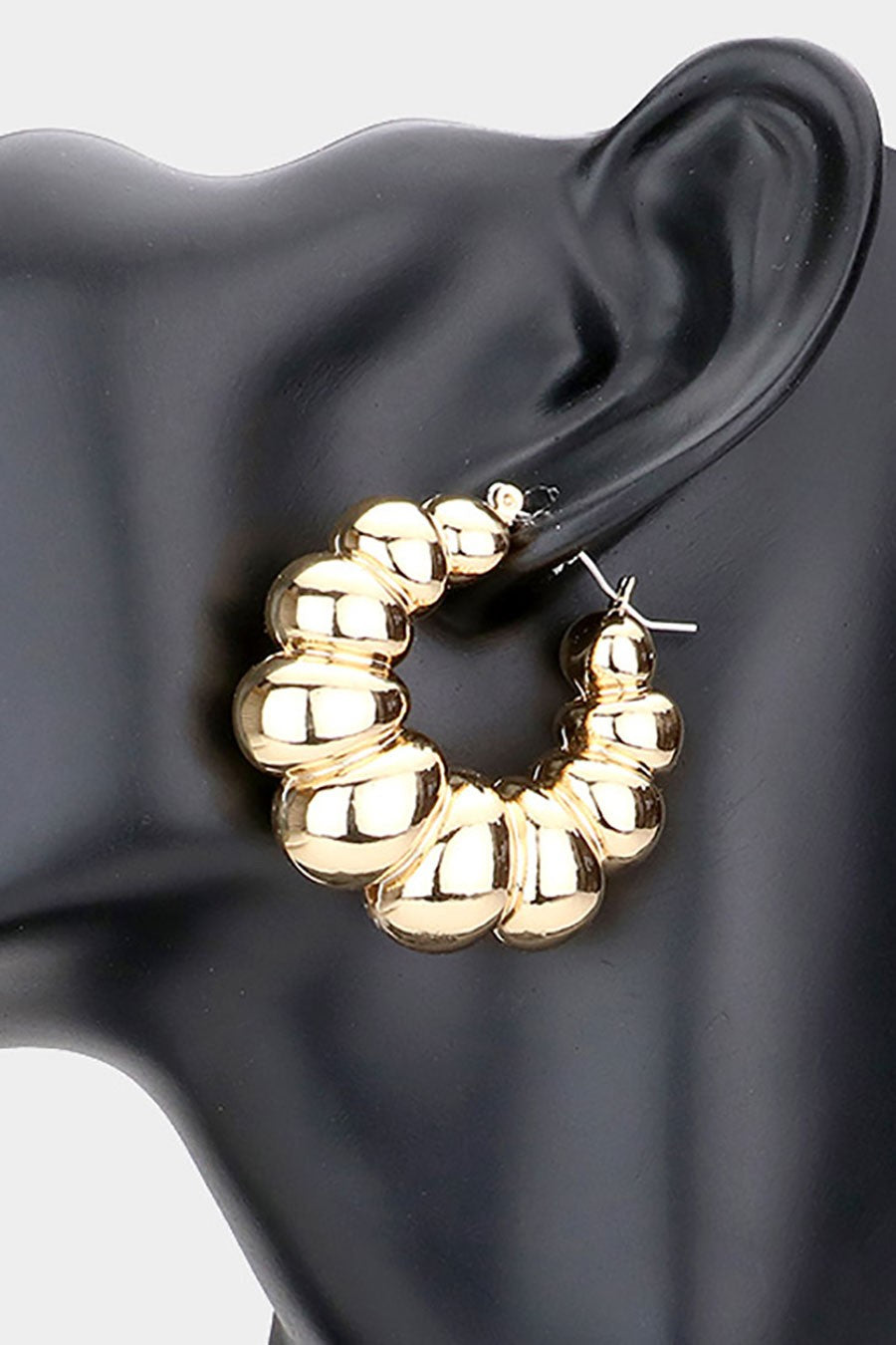 Gold Metal Striped Earrings