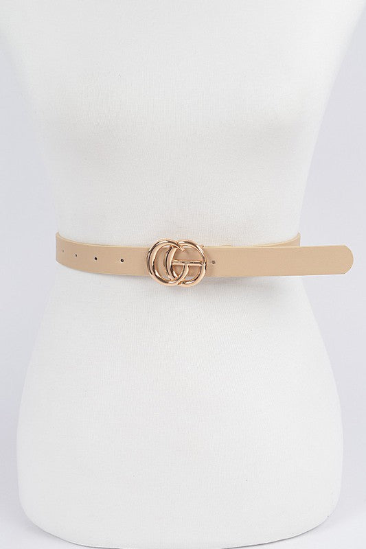 Simple Beige CG Buckle Belt