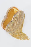 Rhinestone Gold Fringe Mini Clutch Bag