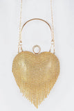 Rhinestone Gold Fringe Mini Clutch Bag