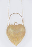 Rhinestone Gold Fringe Mini Clutch Bag