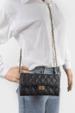 Quilted Beige Cross Body Clutch Purse Bag