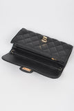 Quilted Beige Cross Body Clutch Purse Bag
