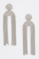 High Stakes Rhinestone Drop Earrings in Silver on neutral background