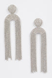 High Stakes Silver Rhinestone Drop Earrings