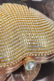Rhinestone Gold Fringe Mini Clutch Bag