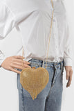 Rhinestone Gold Fringe Mini Clutch Bag