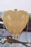 Rhinestone Gold Fringe Mini Clutch Bag