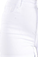 Novalie White High Rise Roll Cuff Shorts styled on model