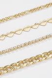 Heart Gold Anklet Chain Set