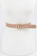 Glossy Beige CG Buckle Belt