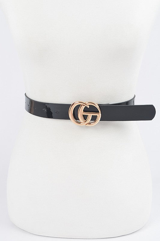 Glossy Black CG Buckle Belt