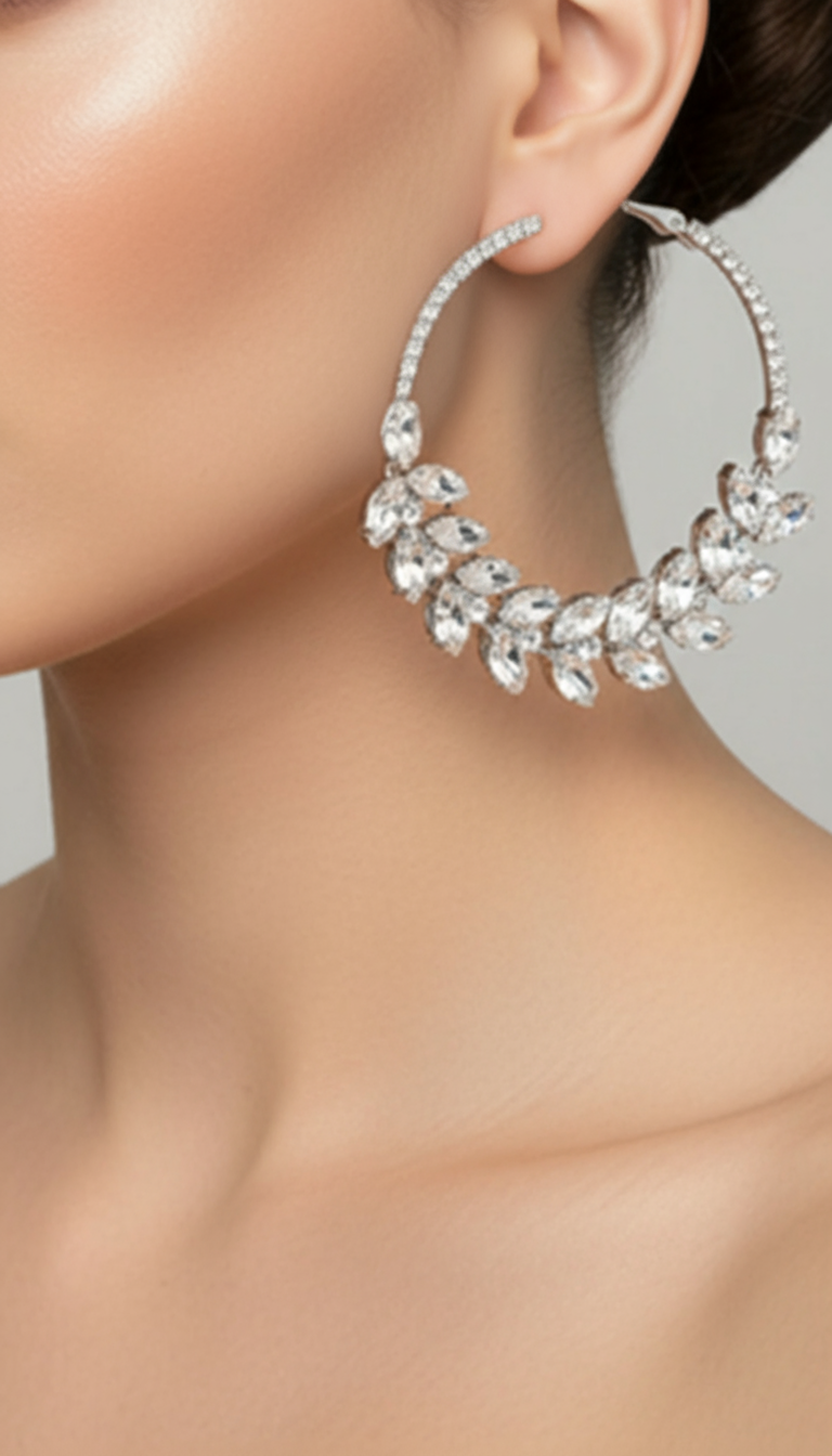 The Dreamiest Crystal Silver Hoop Earrings