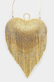 Rhinestone Gold Fringe Mini Clutch Bag