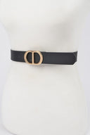 Twin Halo Gold Buckle Belt styled on model