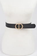 Twin Halo Gold Buckle Belt in Beige close-up detail