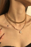 Vintage Round Gold Pearl Pendant Choker Necklace