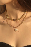 Vintage Round Gold Pearl Pendant Choker Necklace