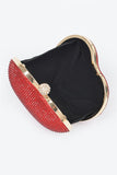 Heart Silver Rhinestone Gold Chain Clutch Bag