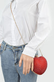 Heart Silver Rhinestone Gold Chain Clutch Bag