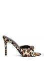 Charlotte Brown Satin Knot High Heel  Pointed Toe Mule Sandals