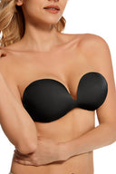 Adhesive Plunge Bra with Back Strap - Black
