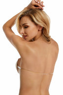 Adhesive Plunge Bra with Back Strap - Beige