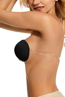 Adhesive Plunge Bra with Back Strap - Black