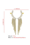 Shiny Gold Rhinestone Long Fringe Drop Earrings